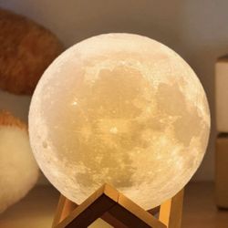 Moon Light 4.8 inch 16 Colors Moon Night Light with Wooden Stand & Remote/ Touch Control and USB Rechargeable, Birthday Gifts for Women Girls Kids Boy