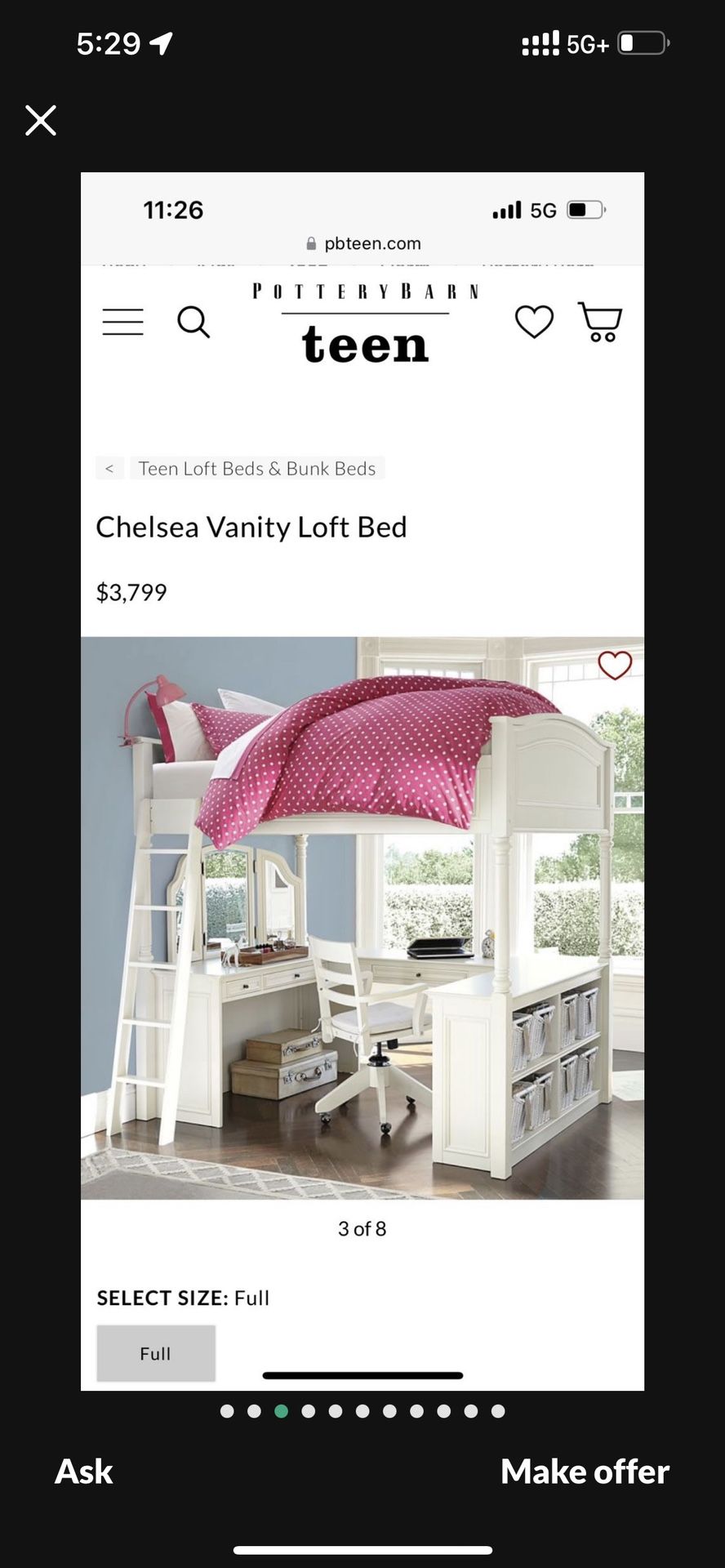 Chelsea Loft Vanity Full-size Bed