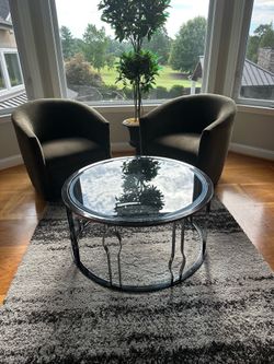 Swivels with cocktail table and rug for  great price