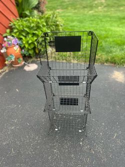 EUC Black Wire Stackable Storage Baskets