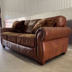 Sofa King Comfortable Brown Leather Sofa Couch For Sale! Free Local Delivery 🚚 