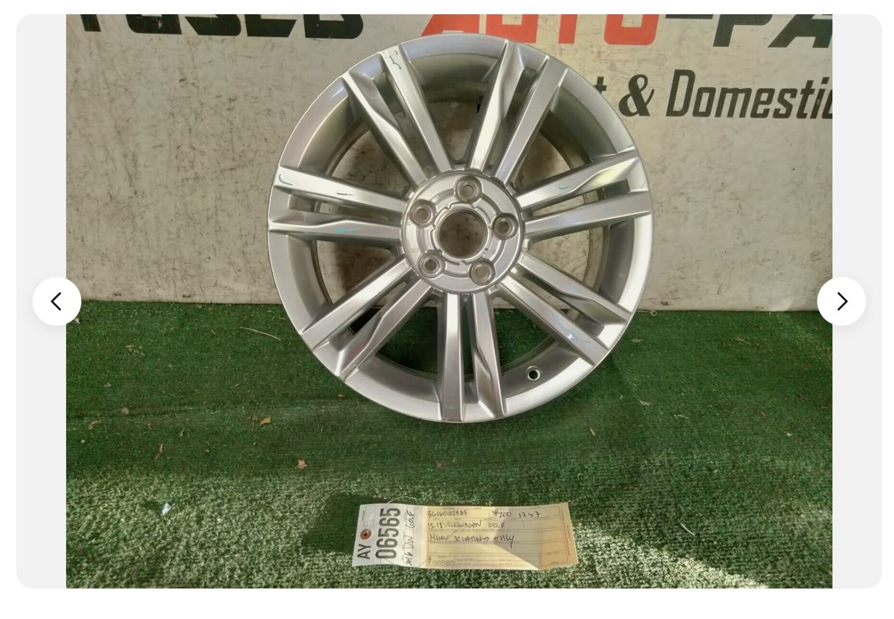 2015 - 2016 - 2017 - 2018 VOLKSWAGEN GOLF SINGLE WHEEL RIM USED 17X7 OEM AY06565