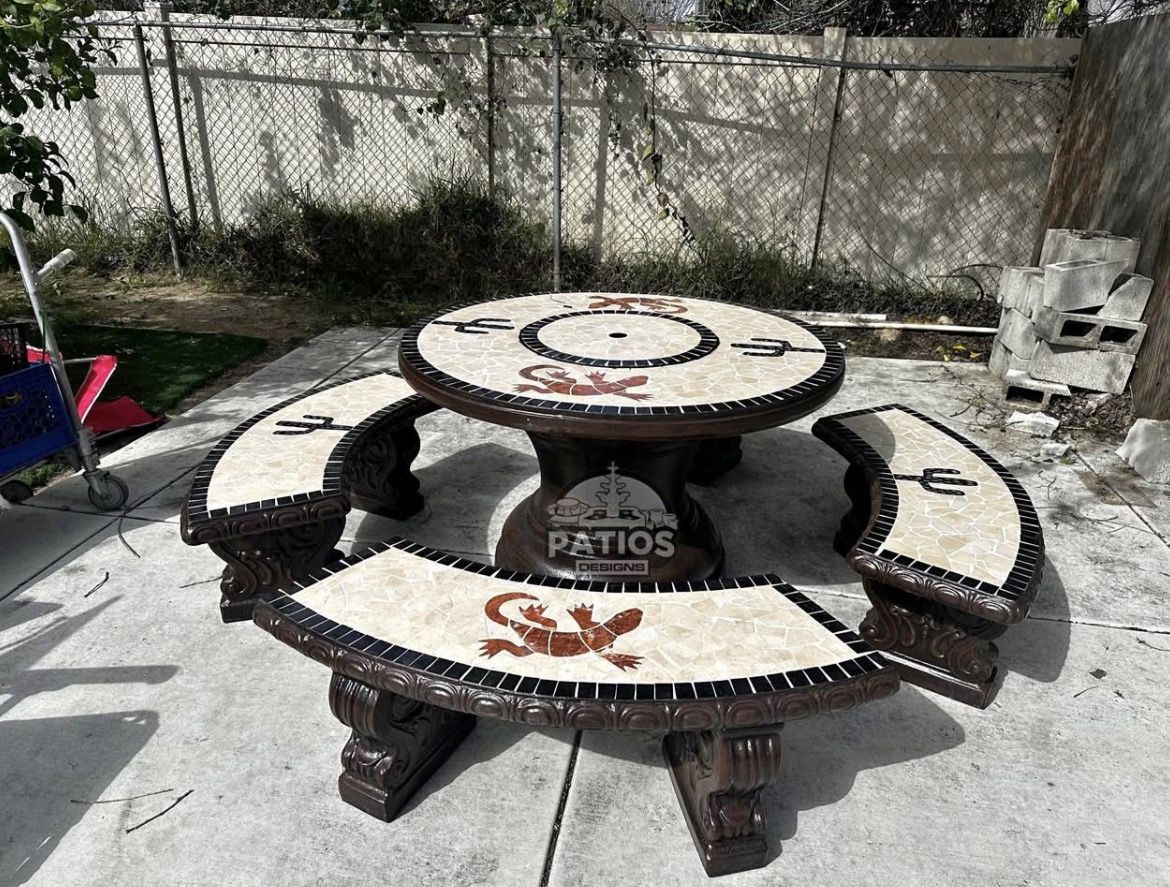 Concrete Fire pit/Cooler Table Set