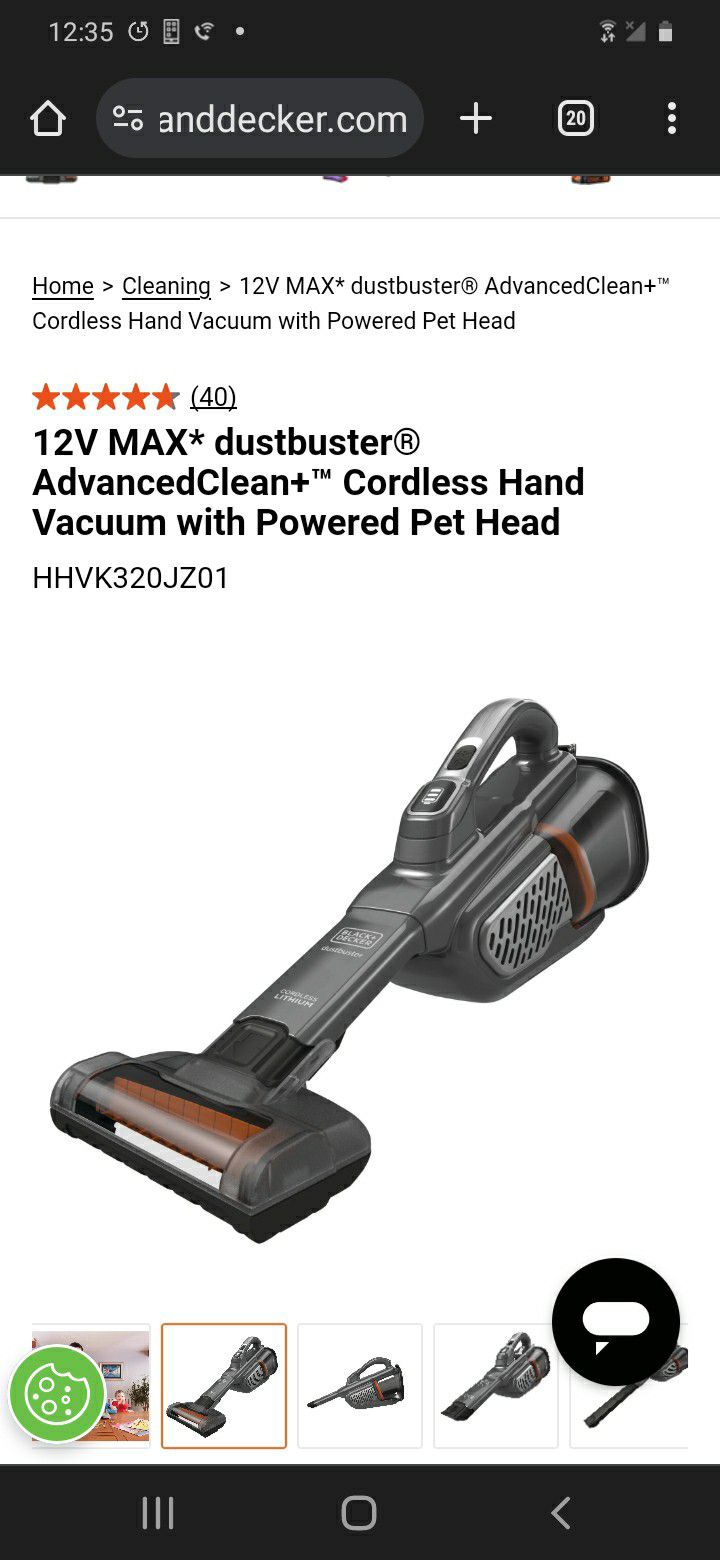 12 Volt Max Dustbuster Advanced Clean Hand Vacuum With Power Pet Head