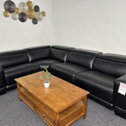 Furniture- 4 Pc Beyond Leather Sectional With 2 Power Recliners- Krofton