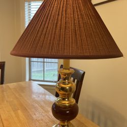 Brass Lamp Burgundy 28” High