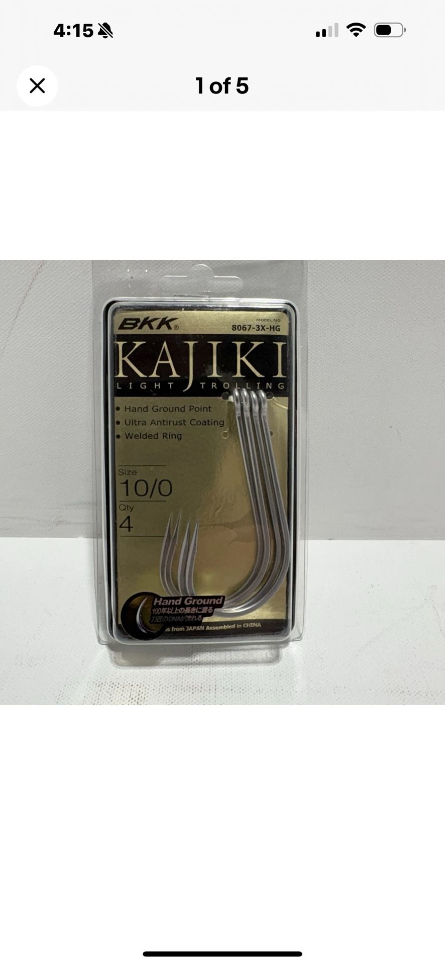 BKK KAJIKI Light Trolling Hooks, Qty 4, Size 10/0, 3-5