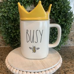 Rae Dunn Busy Bee Mug with Crown Topper