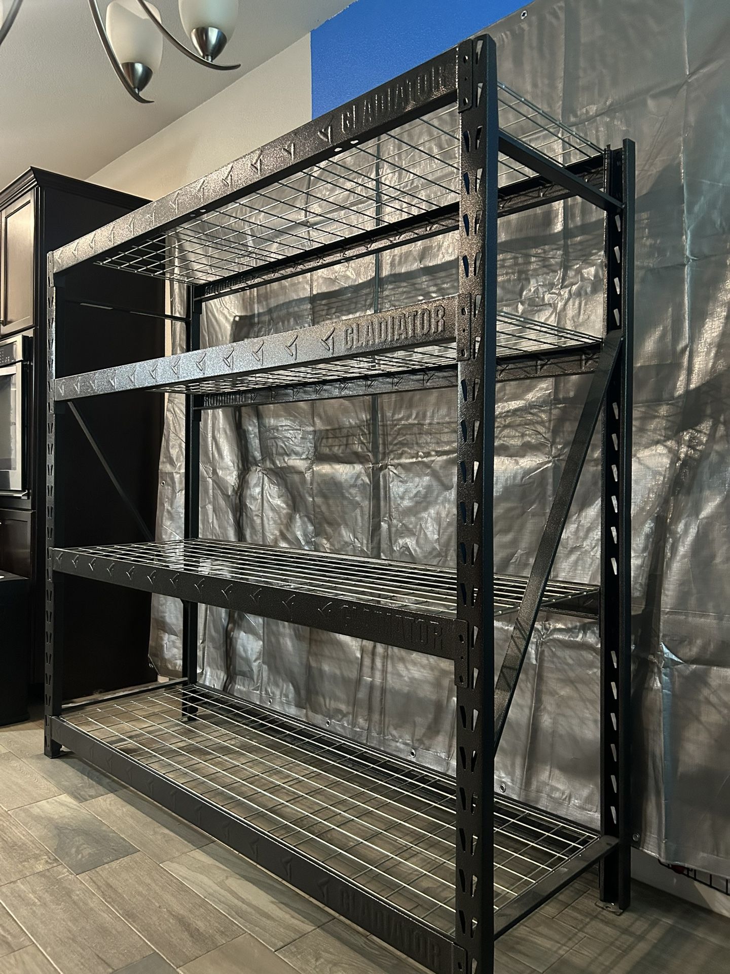Gladiator Storage Rack 77" WIDE HEAVY DUTY RACK WITHFOUR 24" DEEP SHELVES