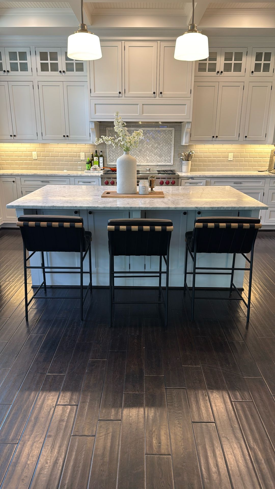 Designer Leather Barstools (Set Of 3)