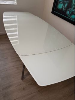 Leather dining table with chairs