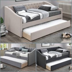 Twin Twin Beige Daybed With Ortho Mattress Included!!