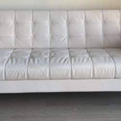 White Leather Living Room Set - Sofa, Loveseat, & Armchair (Good Condition)