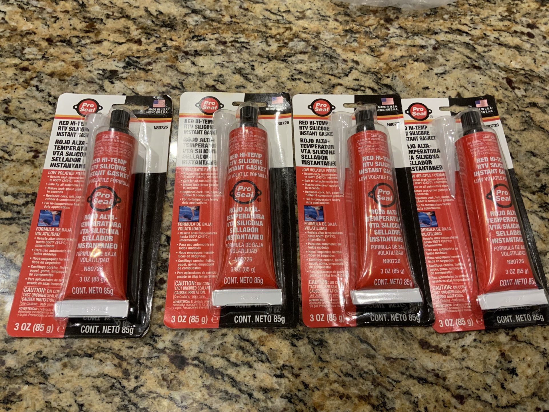 4 Tubes Red Hi Temp RTV Silicone Instant Gasket Unopened Packages