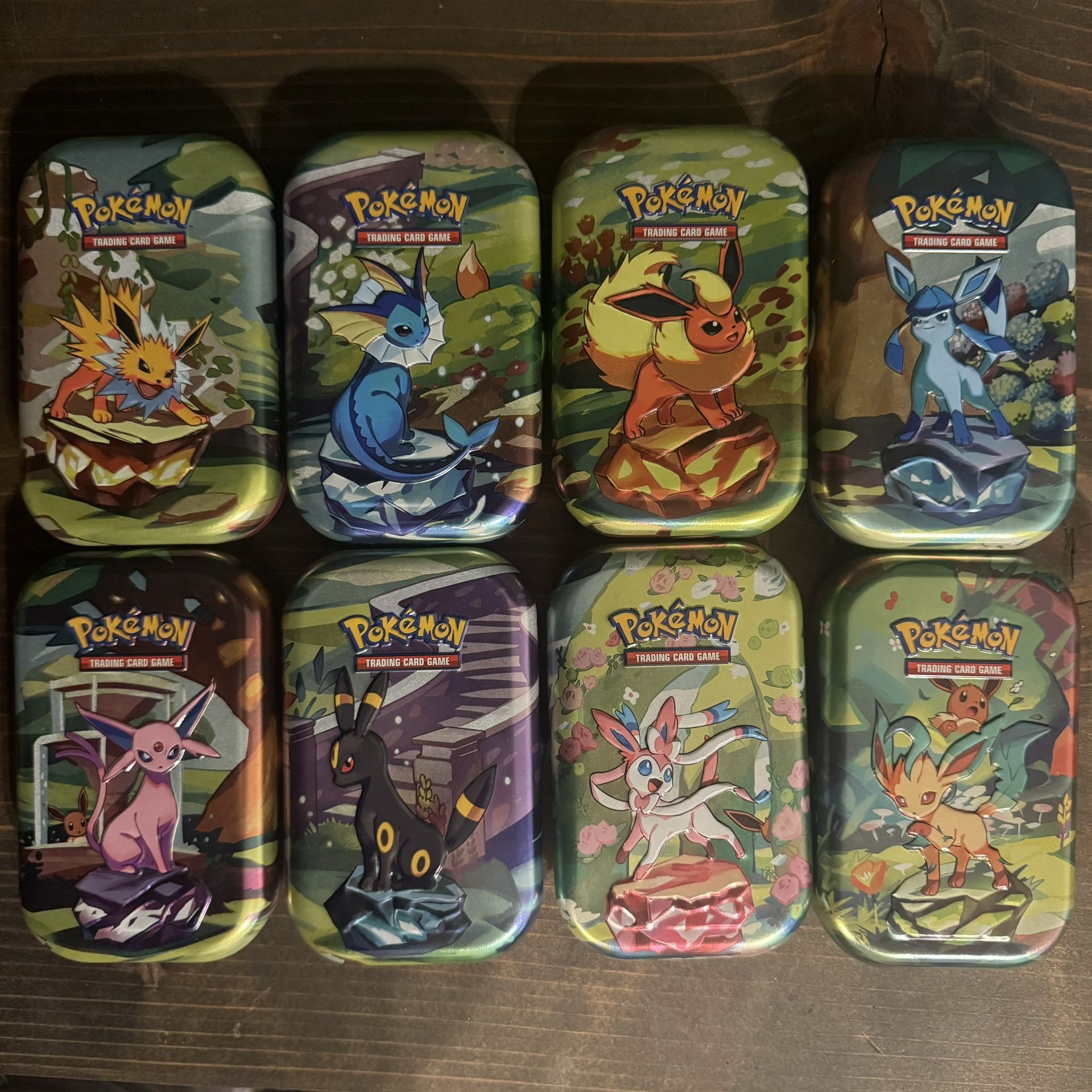 Empty Prismatic Evolutions Tins Complete Set Pokemon TCG Scarlet & Violet