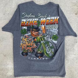 Daytona Beach Bike Week 2020 St. Patrick’s Day Leprechaun T-Shirt Large Gildan 