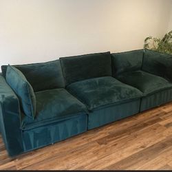 Joybird green 2024 velvet sofa