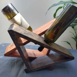 Table Top Wine Rack- 2 Bottles- Stained & Laquered