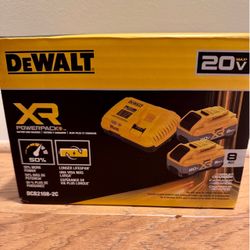Dewalt 20V MAX XR (2) Powerpack 8Ah Batteries and Fast Charger -NEW-