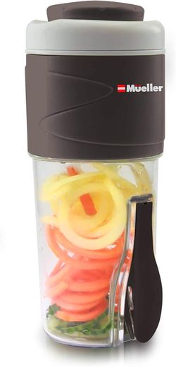 Mueller - Spiralizer - Veggie Pasta Maker - Salad To Go Cup - All-In-One Food Prepper, Comes with BPA Free Fork, Salad Dressing/Spice-Nut Containers 