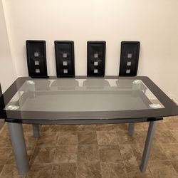 Dine Table With 4 Faux Leather Chairs
