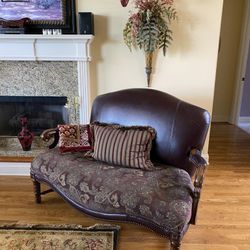 Leather Fabric  Love Seat  