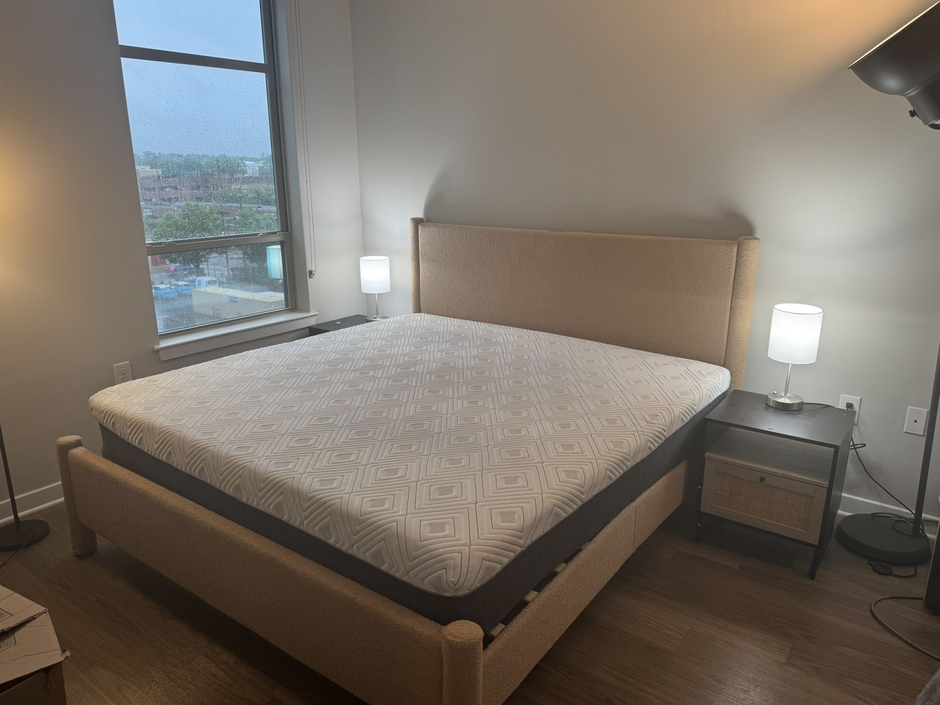 Platform Bed Frame with Upholstered Headboard and Footboard Boucle Velvet Bed By Latitude Run® & King Size