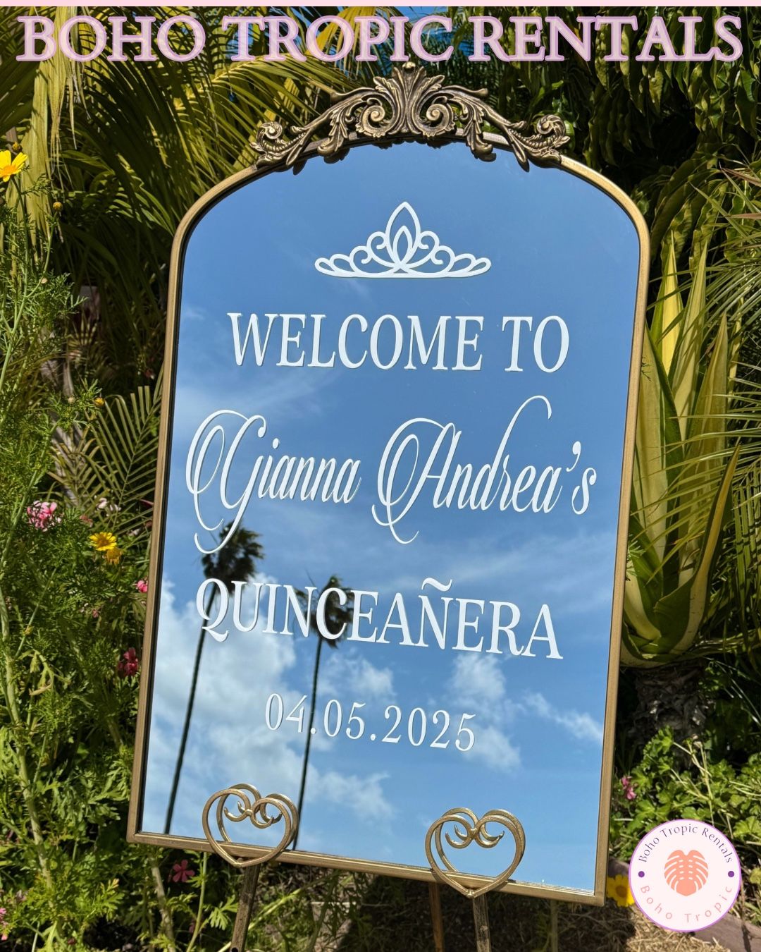 Gold Quinceanera Welcome Mirror
