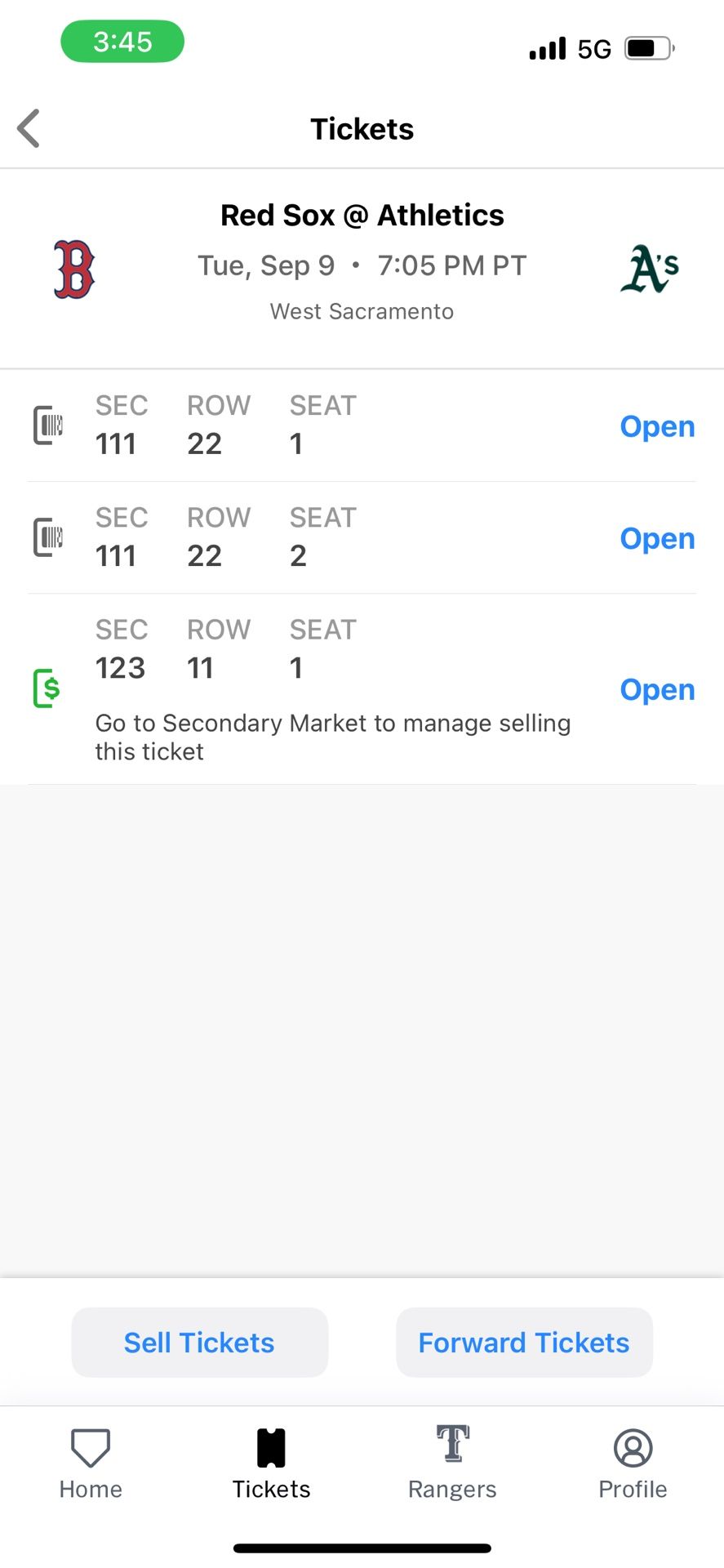 Red Sox Vs A’s Tickets Sept 9 And 10th