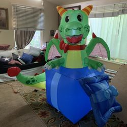 Joiedomi 6 ft Christmas Inflatable Dragon in A Gift Box,Christmas Inflatable with Build-in LEDs Blow Up Inflatables for Christmas Party,Outdoor,Yard,G
