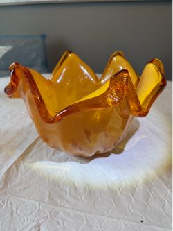 Vintage Murano Amber Glass Bowl