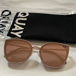 New Quay Australia Flat Out Cat Eye Pink Sunglasses Eyewear Oversized Mirror