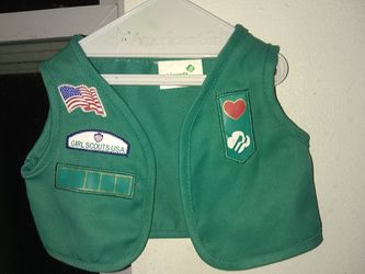 18" girl DOLL size Brownies GIRL SCOUTs vest