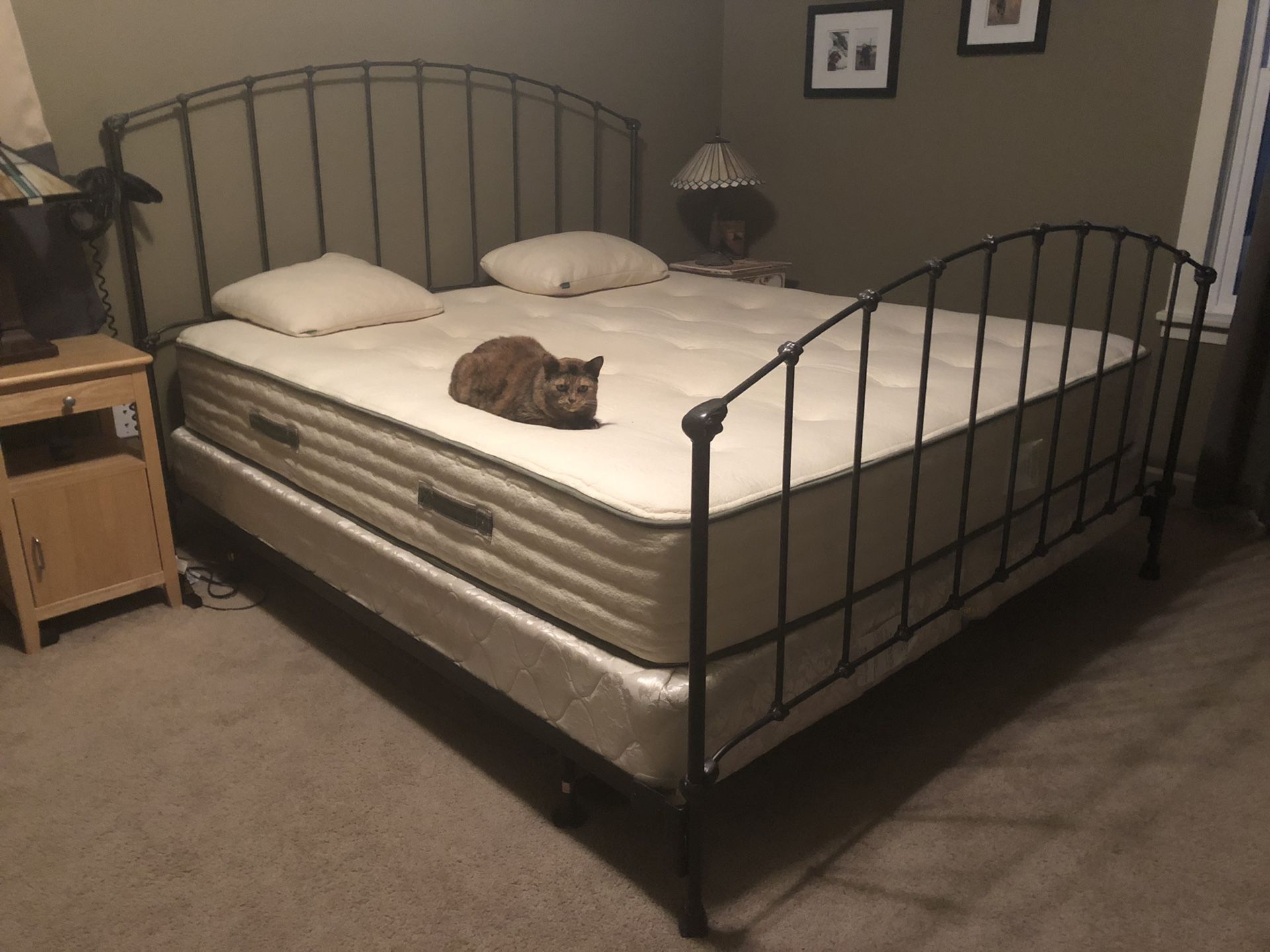 King sized bed frame with box springs