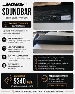 Bose Soundbar - Excellent Condition - $240 OBO