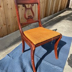Antique Dining Side Chair Solid Wood Harp Back - Duncan Phyfe Lyre
