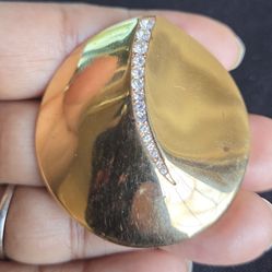 Vtg Trifari Brooch Pin Gold Tone And Rhinestones Signed 1.75"