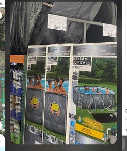 Pool with pool supplies
