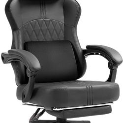 Gaming Chair with Footrest and Pocket Spring Cushion,Big and Tall Game Chair with Cooling Gel and Massage Lumbar,Adjustable High Back Ergonomic Comput