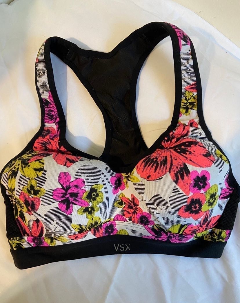 VICTORIAS SECRET MULTICOLOR FLORAL INCREDIBLE VSX SPORT BRA MAX SUPPORT 32B