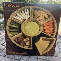 Signature Sorrento Wheat Gold Lazy Susan 8 Piece Serving Set