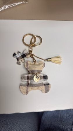 Beige, and white bear keychain
