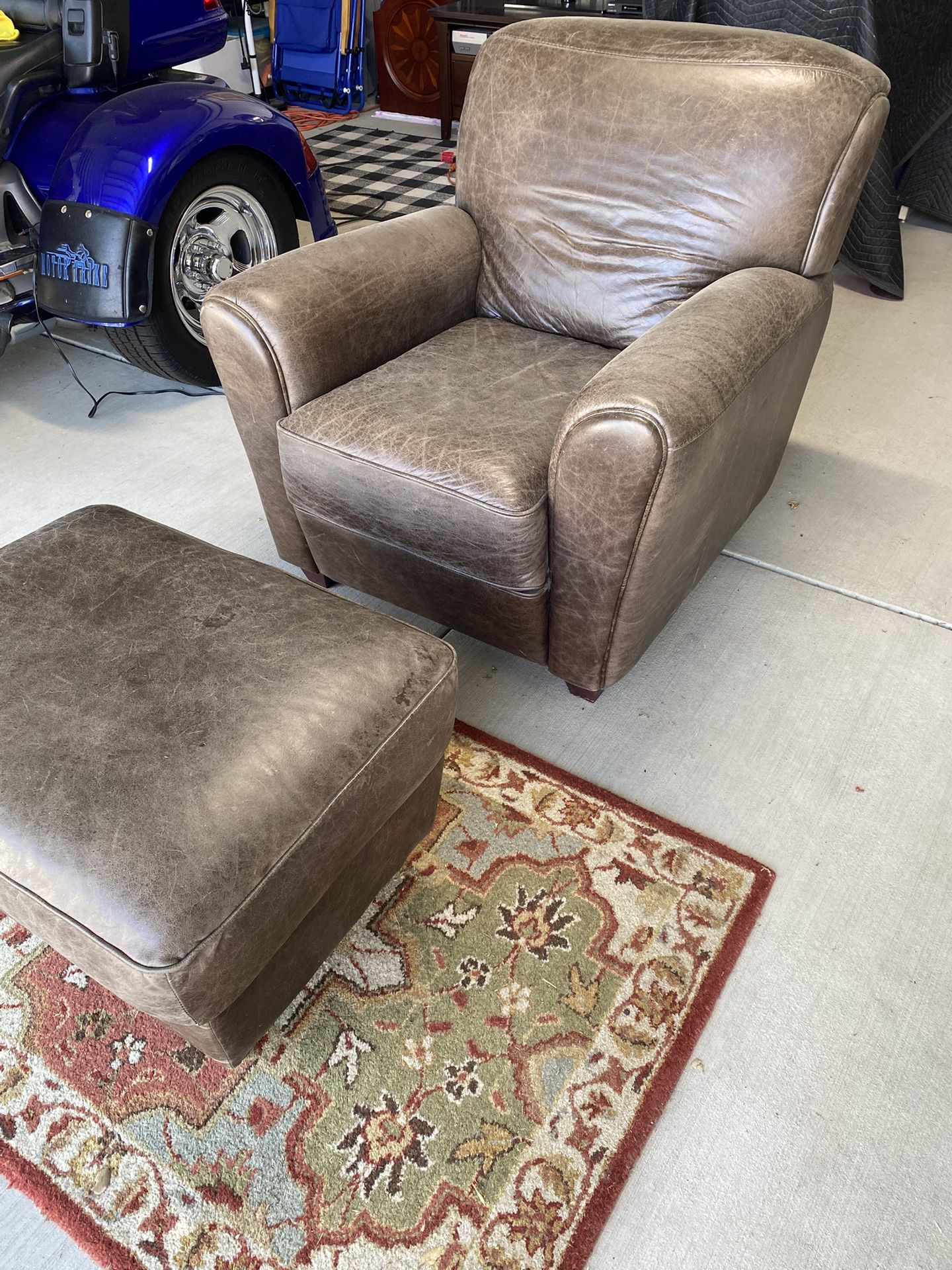 Leather Chair  w/ Ottoman 