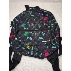 Yak Pak Mini Backpack Graffiti Skull Print Black Neon Small Daypack Streetwear 1029