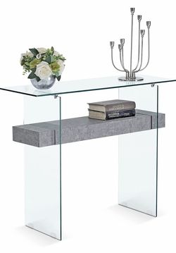 Modern Glass Console Table – Gray – Excellent Condition