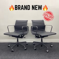 🔥100% AUTHENTIC🔥BRAND NEW HERMAN MILLER EAMES ALUMINUM GROUP MANAGEMENT CHAIR! PNEUMATIC LIFT! MANY AVAILABLE! 🔥BLACK LEATHER🔥