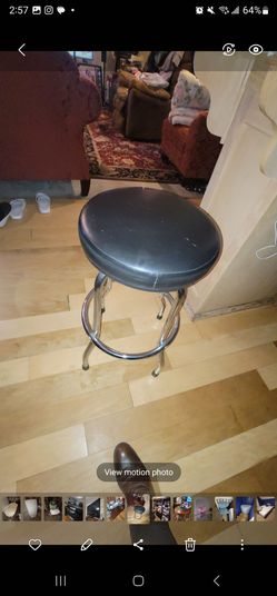 2 Black Vinyl Bar Stool with Chrome Legs