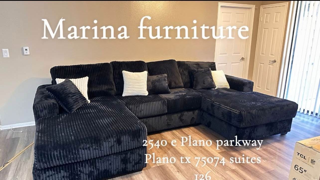 Black Sofa Sectional Double Cheese on sale