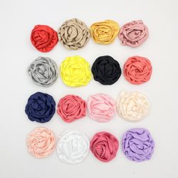 Satin flower, rolled rosettes, fabric rose aplique 
