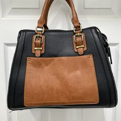 Sole Society Black/Brown and Gray Satchel Handbag